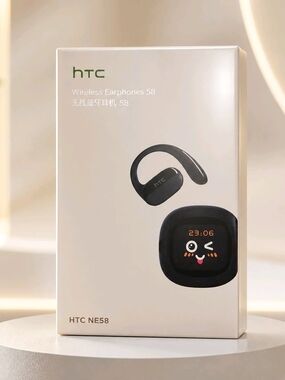 HTC Wireless Earphones 58 — Black Earbuds with Digital Display Case